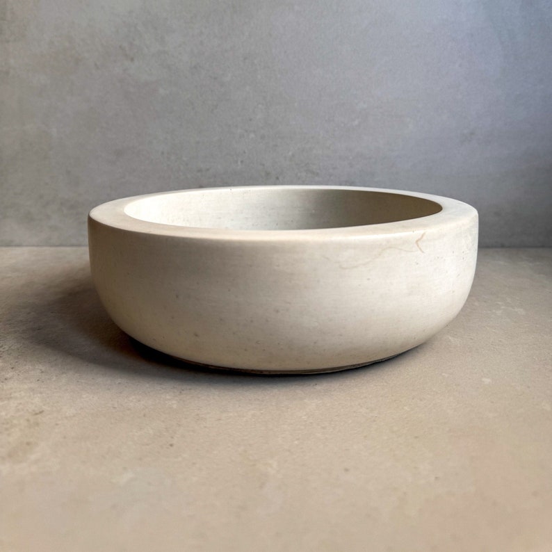 Minimalist Concrete Bowl, 9, Heavy Modern Bowl, Catch All Dish, Large Cement Bowl, Contemporary Bowl, Centerpeice Decor, Decorative Bowl image 1