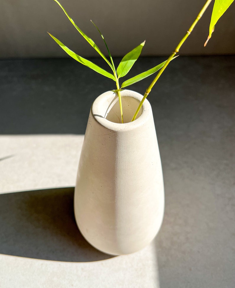 Minimalist Concrete Vase, Nordic Flower Vase, Simple Vase, Modern Vase Decor, Dried Flower Container, Cement Art Vase, Decorative Bud Vase image 7