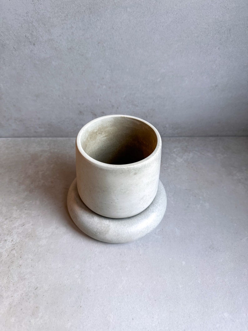 Concrete Planter with Saucer, Modern Plant Pot, Bubble Planter, Decorative Cement Pot, Minimalist Pot with Saucer, Nordic Pot, Chunky Pot image 5