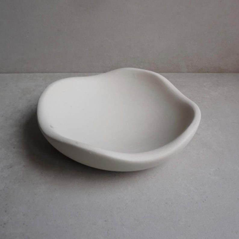 Wavy Concrete Bowl | Asymmetrical Catchall, Decorative Tray, Organic Shaped Trinket Tray, Sculptural Japandi Decor, Curvy Stone Homewares image 9