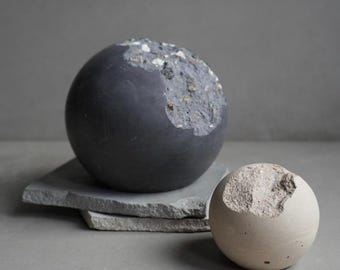 Wabi Sabi Concrete Sphere, Live Edge Ball, Broken Cement Bookend, Irregular Orb, Imperfect Photography Prop, Photoshoot Display, Shelf Art