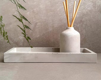 Plateau rectangulaire en béton, plateau pour entrée, porte-bijoux, attrape-pierres en ciment minimaliste, plateau pour bouteille de savon, plateau de salle de bain, porte-bijoux, moderne