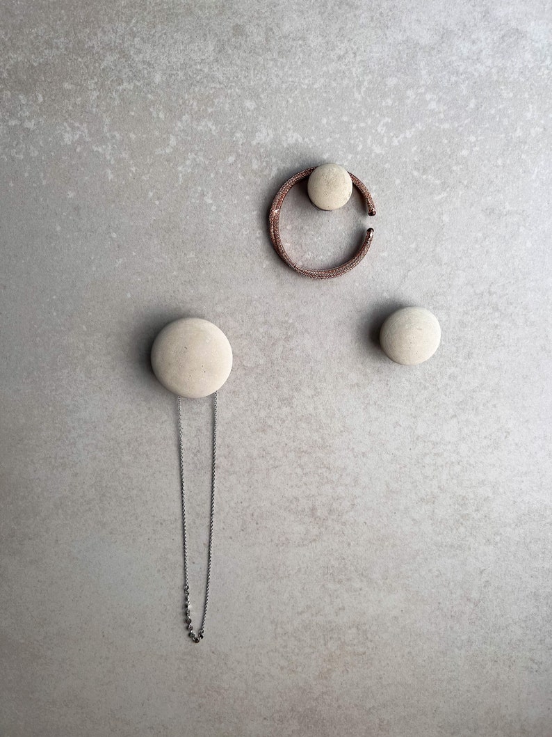 Round Concrete Hook, Circular Cement Knob, Hat Hook, Modern Hook, Decorative Peg, Entryway Coat Hook, Wall Storage, Round Hanger, Minimalist image 3