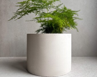 CONCRETE PLANTER with Drainage, Simple Plant Pot, Round Planter, Decorative Cement Pot, Minimalist, Nordic, Medium Planter, Japandi Decor