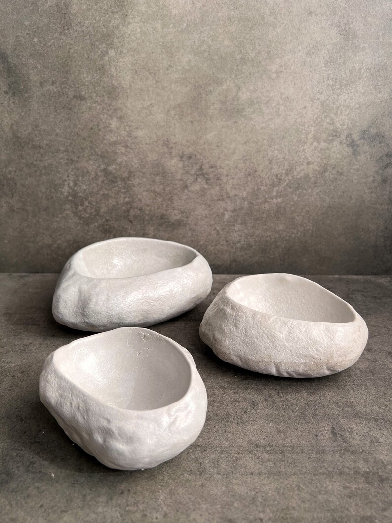 ROCK BOWL, Decorative Dish, Pebble Jewlery Display, Concrete River ...