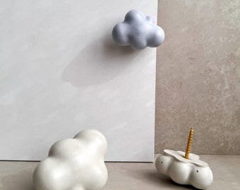 Cloud Concrete Knob, Nursery Cement Decor, Hat Hook, Drawer Pull, Decorative Peg, Furniture Hardware, Wall Storage, Cute Cabinet Handles