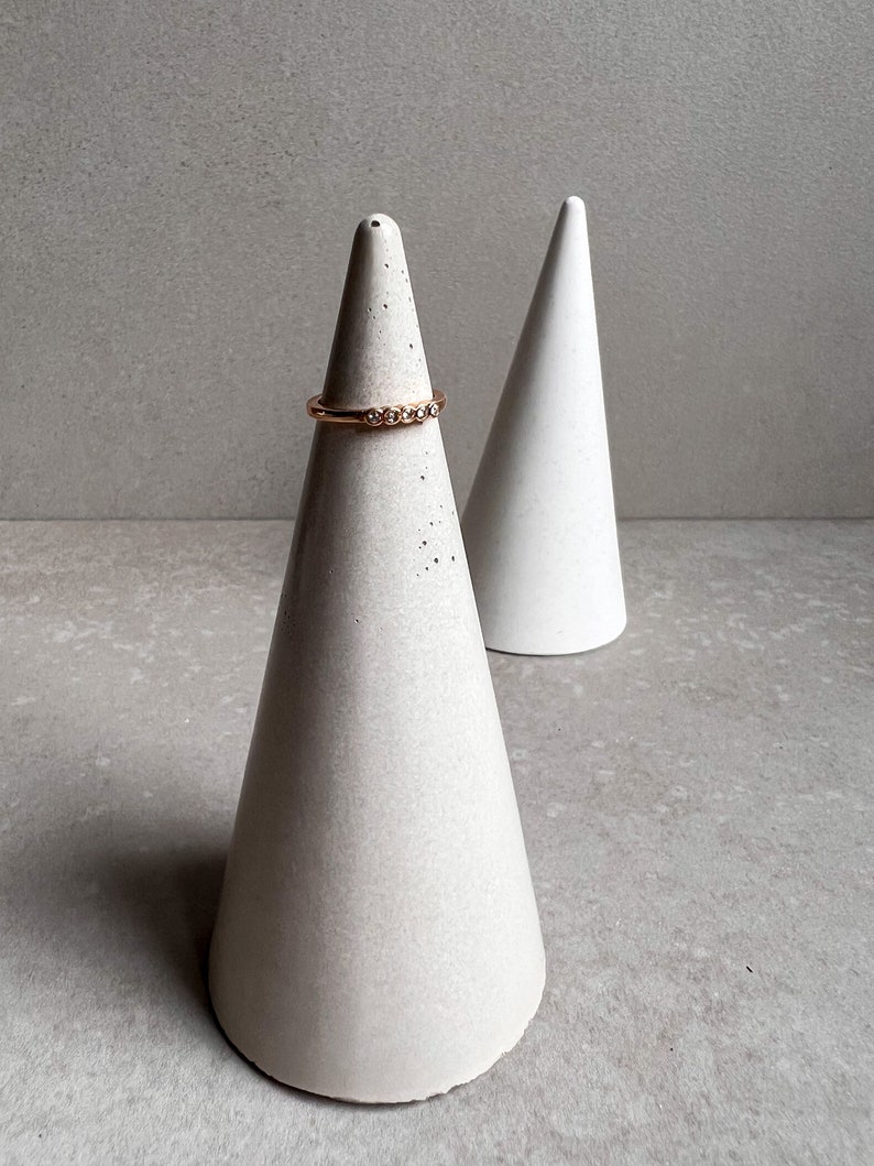 Concrete Ring Tree, Minimalist Ring Cone, Modern Ring Holder, Ring Display, Engagement Gift, Ring Cone, Ring Cone, Cement, Jewelry Organizer image 4