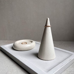 Concrete Ring Tree, Minimalist Ring Cone, Modern Ring Holder, Ring Display, Engagement Gift, Ring Cone, Ring Cone, Cement, Jewelry Organizer image 7