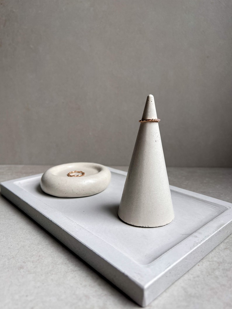 Concrete Ring Tree, Minimalist Ring Cone, Modern Ring Holder, Ring Display, Engagement Gift, Ring Cone, Ring Cone, Cement, Jewelry Organizer image 7