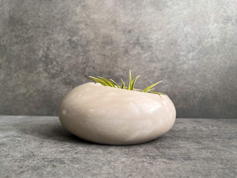 Concrete Minimalist Planter, Slanted Pot, Table Centerpiece, Asymmetrical Pot, Succulent Planter, Decorative Pot, Modern Pot, Nordic, Pebble image 1