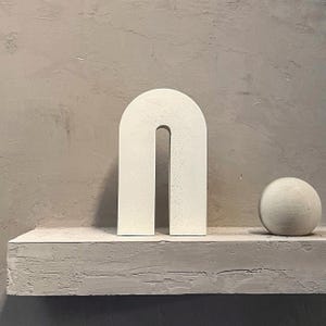 Beton Skulptur Bogen, Minimalistischer Regal Dekor, Photo Prop, Geometrisches Zement Ornament, Zement Haus und Büro Dekoration, Japandi Stil