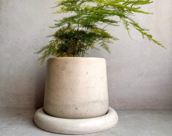 Concrete Planter with Saucer, Modern Plant Pot, Bubble Planter, Decorative Cement Pot, Minimalist Pot with Drainage, Nordic Pot, Chunky Pot