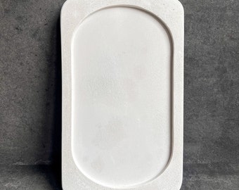 Vassoio grande in cemento, vassoio decorativo portaoggetti, raccoglitore minimalista in cemento, accessorio da tavolo moderno, vassoio rettangolare per bottiglie, vassoio portaoggetti, Japandi