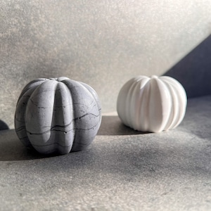 Small Concrete Pumpkin, Cement Fall Decor, Minimalist Thanksgiving Table Accent, Halloween Ornament, Stone Pumpkin Statue, Autumn Home Decor image 3