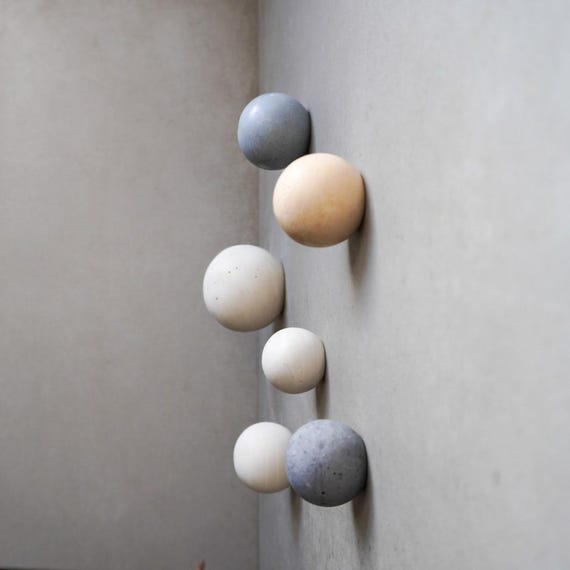 Round Cement Hook, Sphere Knob, Hat Hook, Modern Hook, Decorative Peg, Entryway Coat Hook, Wall Storage, Ball Hanger, Natural