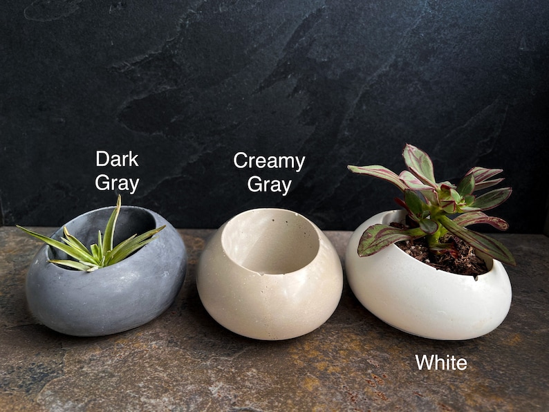 Concrete Minimalist Planter, Slanted Pot, Table Centerpiece, Asymmetrical Pot, Succulent Planter, Decorative Pot, Modern Pot, Nordic, Pebble image 9