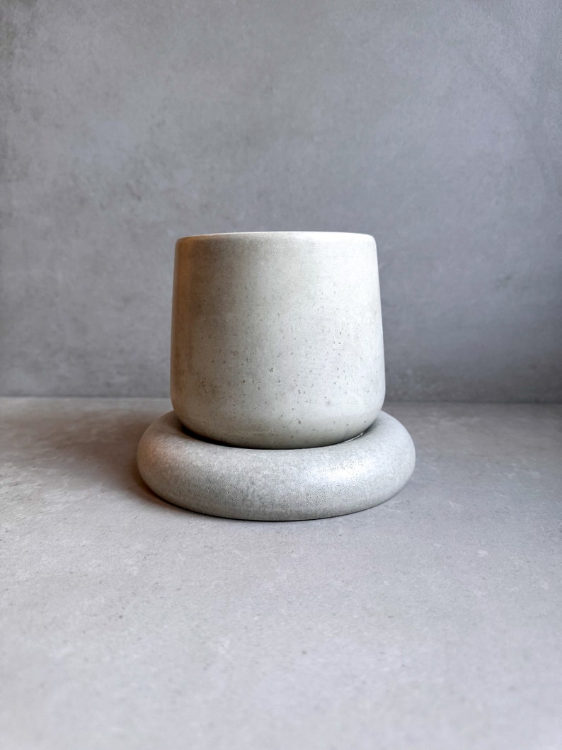 Concrete Planter with Saucer, Modern Plant Pot, Bubble Planter, Decorative Cement Pot, Minimalist Pot with Saucer, Nordic Pot, Chunky Pot image 9