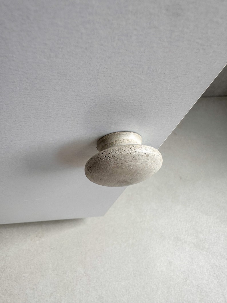 Round Drawer Pull, Concrete Drawer Knob, Cabinet Handle Hardware, Decorative Sphere Peg, Cement Dresser Handle, Minimalist Stone Knob image 5
