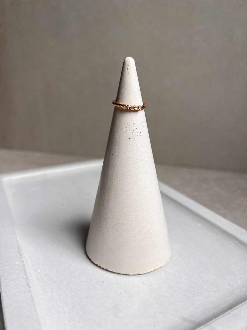 Concrete Ring Tree, Minimalist Ring Cone, Modern Ring Holder, Ring Display, Engagement Gift, Ring Cone, Ring Cone, Cement, Jewelry Organizer image 2