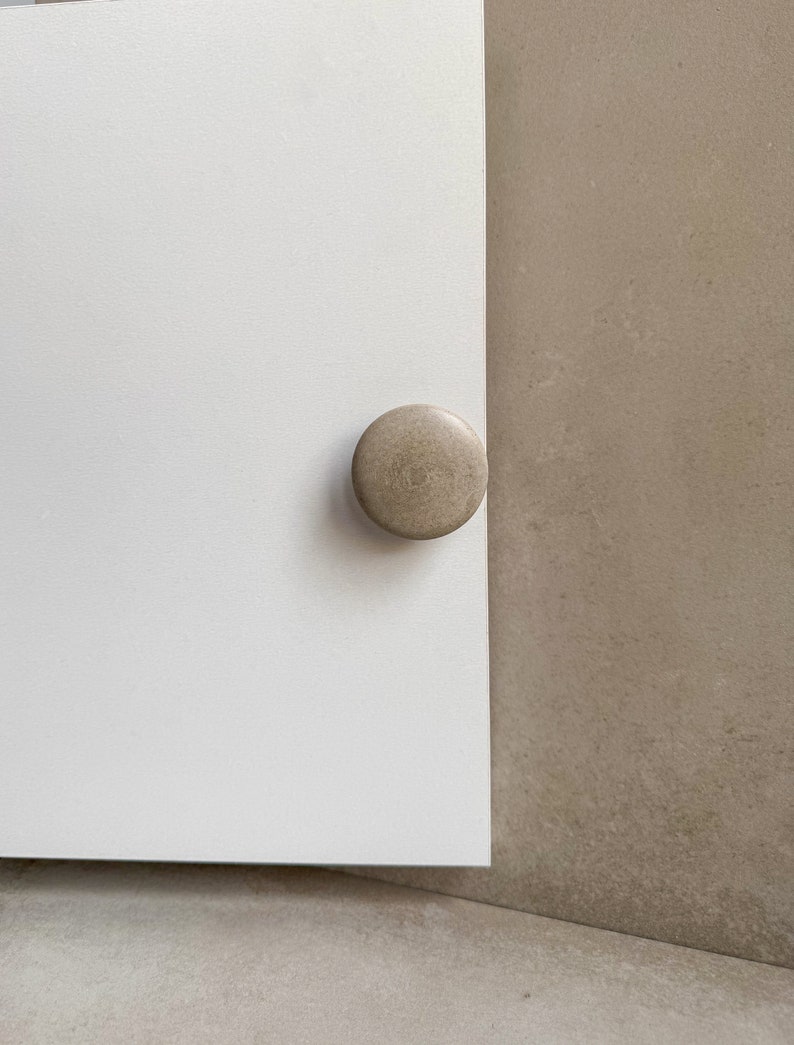 Round Drawer Pull, Concrete Drawer Knob, Cabinet Handle Hardware, Decorative Sphere Peg, Cement Dresser Handle, Minimalist Stone Knob image 1