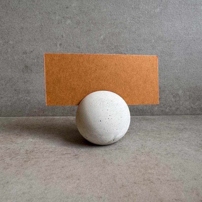 Sphere Concrete Business Card Holder, Round Cement Card Stand, Desk Organizer, Industrial Office Decor, Desk Accessories, Office Gifts, Ball image 1