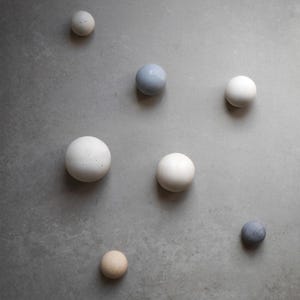 Round Cement Hook, Sphere Knob, Hat Hook, Modern Hook, Decorative Peg, Entryway Coat Hook, Wall Storage, Ball Hanger, Natural image 2