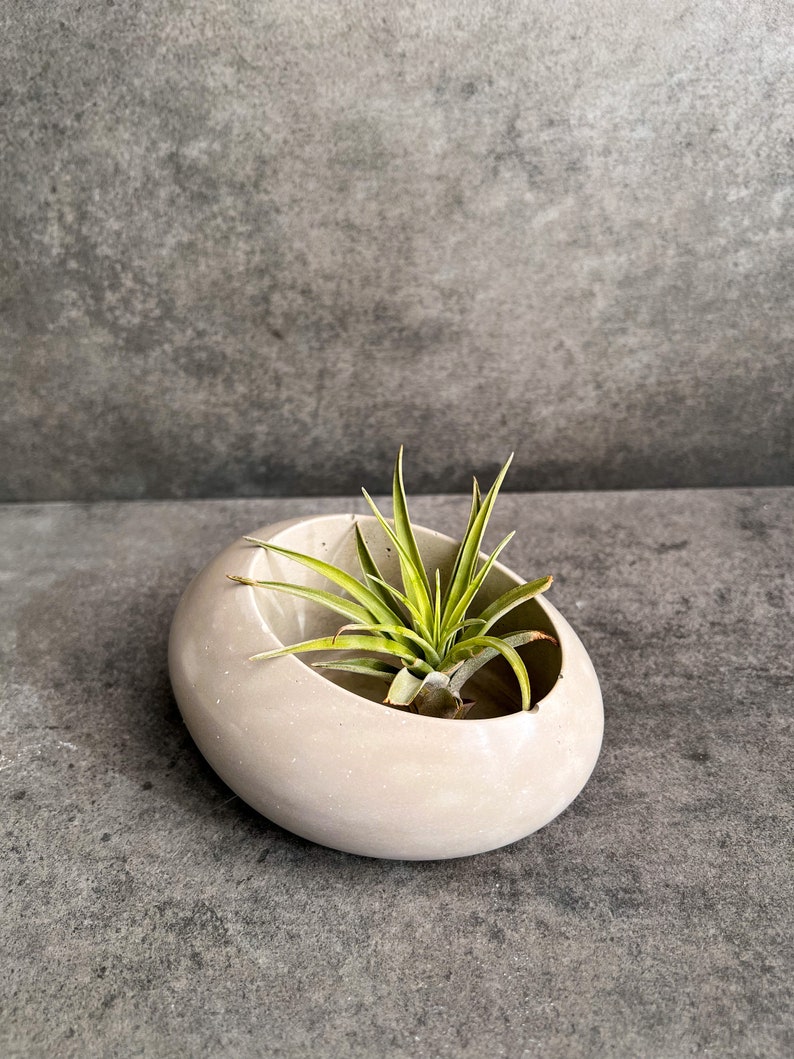 Concrete Minimalist Planter, Slanted Pot, Table Centerpiece, Asymmetrical Pot, Succulent Planter, Decorative Pot, Modern Pot, Nordic, Pebble image 2