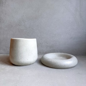 Concrete Planter with Saucer, Modern Plant Pot, Bubble Planter, Decorative Cement Pot, Minimalist Pot with Saucer, Nordic Pot, Chunky Pot image 3