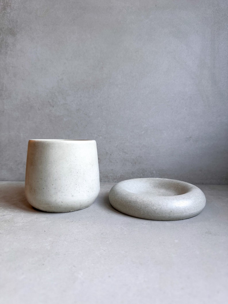 Concrete Planter with Saucer, Modern Plant Pot, Bubble Planter, Decorative Cement Pot, Minimalist Pot with Saucer, Nordic Pot, Chunky Pot image 3