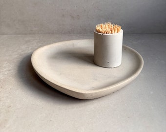 Minimalist Concrete Tray, Decorative Catchall, Asymmetrical Jewelry Display, Oblong Cement Tray, Coffee Table Decor, Modern Bathroom Dish