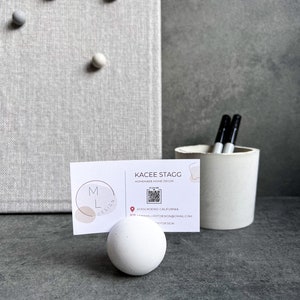 Sphere Concrete Business Card Holder, Round Cement Card Stand, Desk Organizer, Industrial Office Decor, Desk Accessories, Office Gifts, Ball image 8