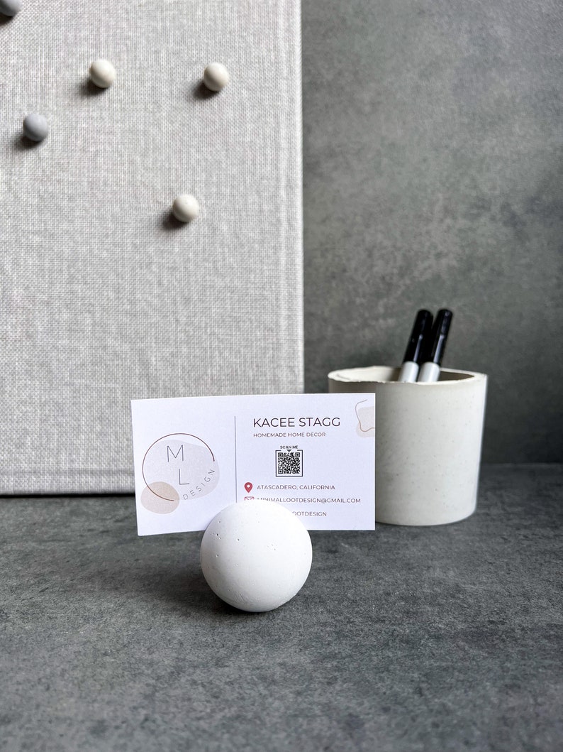 Sphere Concrete Business Card Holder, Round Cement Card Stand, Desk Organizer, Industrial Office Decor, Desk Accessories, Office Gifts, Ball image 8