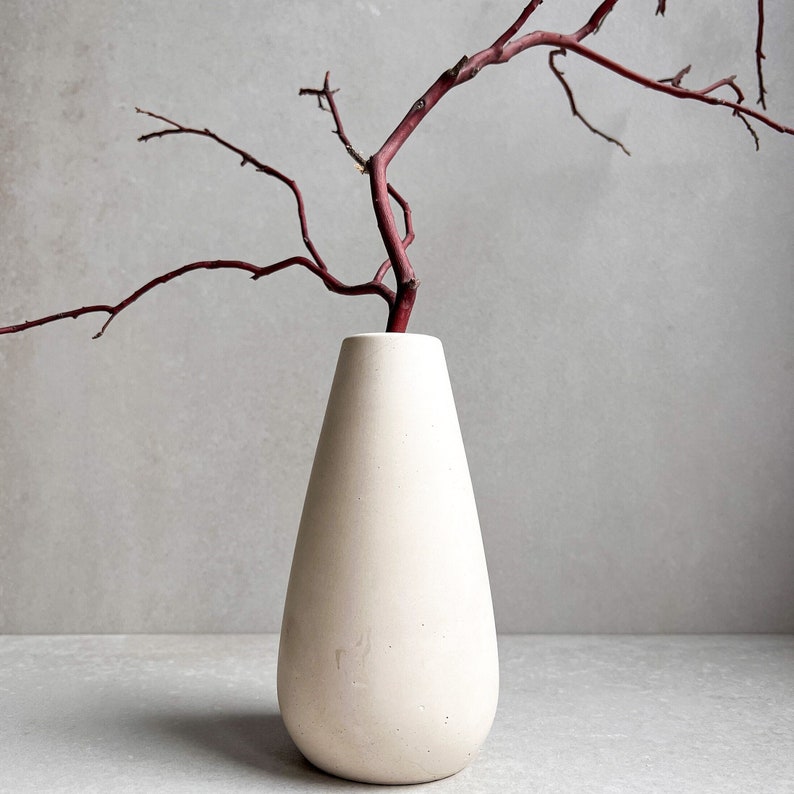 Minimalist Concrete Vase, Nordic Flower Vase, Simple Vase, Modern Vase Decor, Dried Flower Container, Cement Art Vase, Decorative Bud Vase image 1