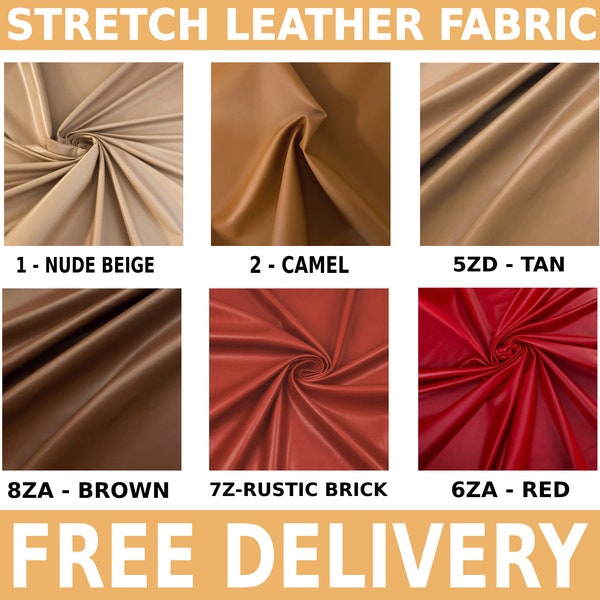 Lighter Stretch Faux Leather Fabric | 56" Wide - Sold by Yard/Many Colors - Perfect for Apparel, Leggings, Jackets, Dresses - Free Shipping!