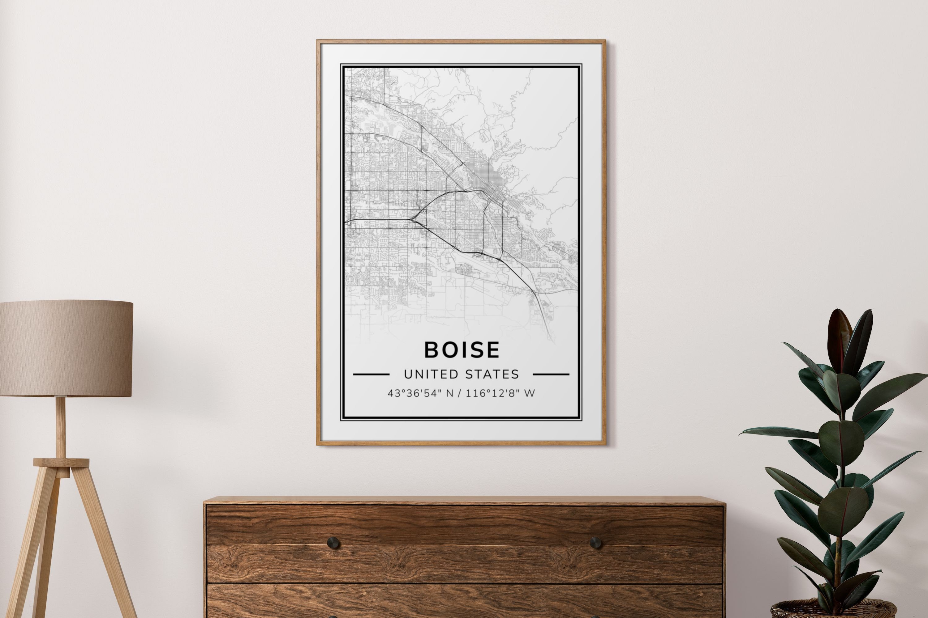 Boise City Map Print, Street Map Poster, Home Decor, Wall Art, Gift ...