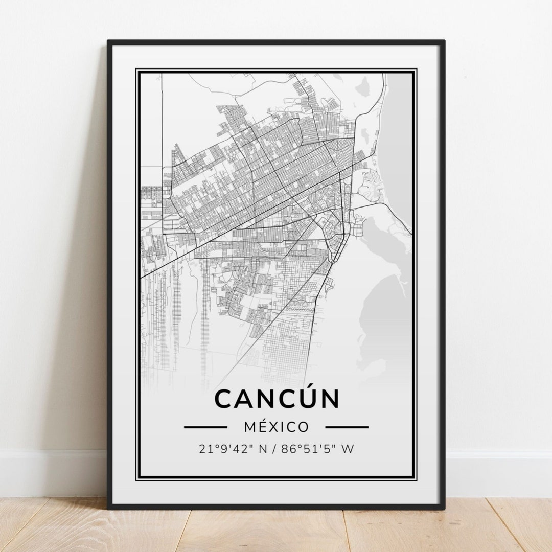 Cancún City Map Print Street Map Poster Home Decor Wall - Etsy