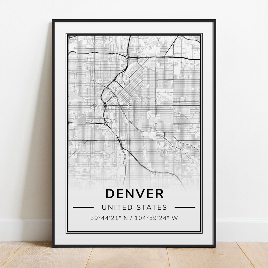 Denver City Map Print Street Map Poster Home Decor Wall - Etsy