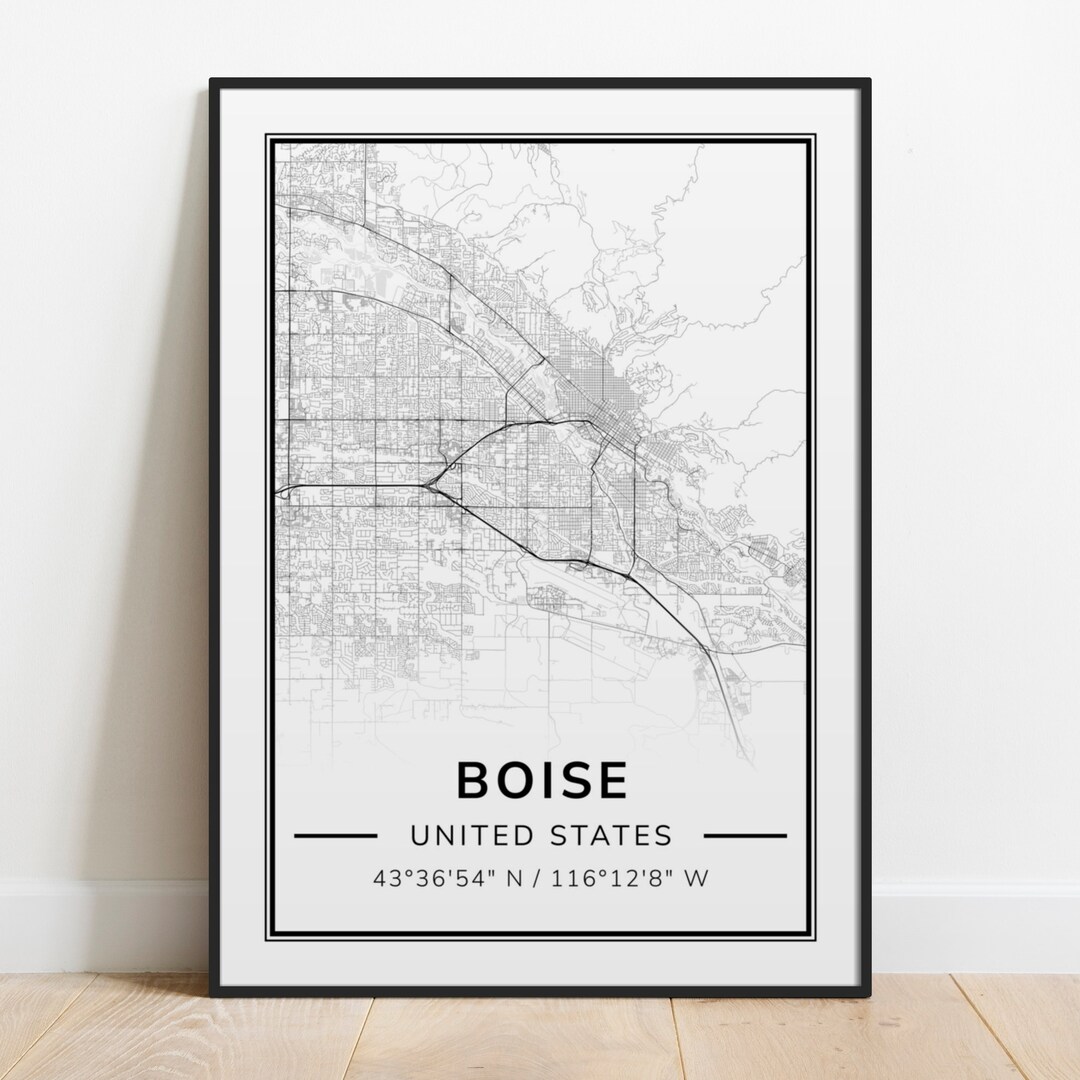 Boise City Map Print, Street Map Poster, Home Decor, Wall Art, Gift ...