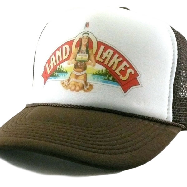 Vintage Land O Lakes Butter Old Logo Trucker Hat Mesh Hat adjustable Snap Back Cap Black