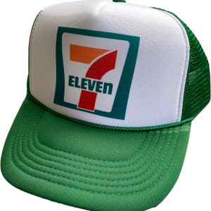 7-Eleven Vintage Trucker Hat Women and Men adjustable Retro Style Mesh adjustable Snap Back Cap Green