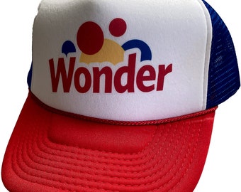 Vintage Wonder Bread Trucker Hat Mesh Hat adjustable Snap Back Cap Blue