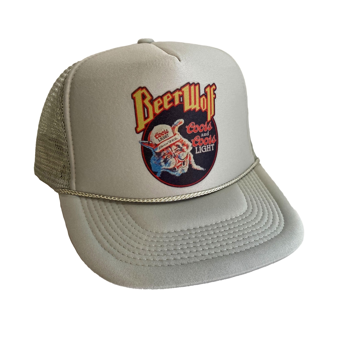 Vintage Beerwolf Coors Light Hat Mesh Hat Adjustable Snap Back Cap Gray