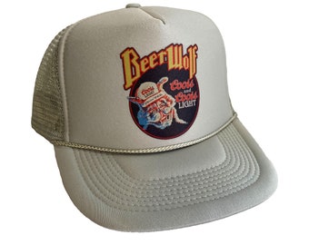 Vintage Beerwolf Coors Light Hat Mesh Hat adjustable Snap Back Cap Gray