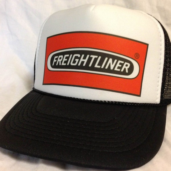 Vintage Freightliner Tractor Trailer Trucker Hat Mesh Hat adjustable Snap Back Cap Black