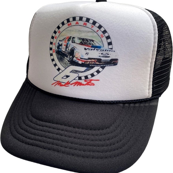 Vintage Nascar Mark Martin #6 Valvoline Trucker Hat Mesh Hat adjustable Snap Back Cap Black