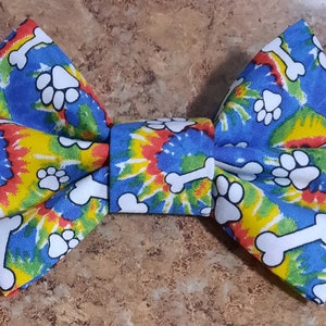 Shadow&#39;s &quot;A Colorful Tie Dye Sprinkled with Paw Prints and Dog Bones Kind of Day&quot; Dog Bowtie