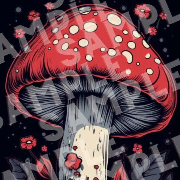 Mystical Mushrooms Cellphone Wallpaper | Digital Mushroom Art | Phone Background | Mushroom Art