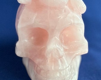 Rose Quartz Crystal Skull with Snake