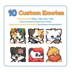 10 Custom Twitch Discord Youtube Emotes | Personalized Twitch Emotes | Cute Twitch Emotes | Kawaii Twitch Emotes | Chibi Twitch Emotes