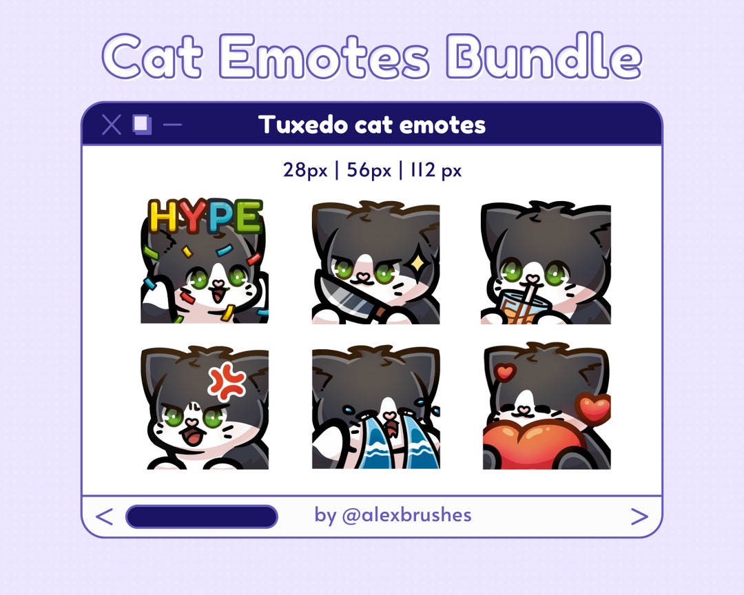 Tuxedo Cat Emotes Black and White Cat Emotes Cute Twitch Emotes Discord